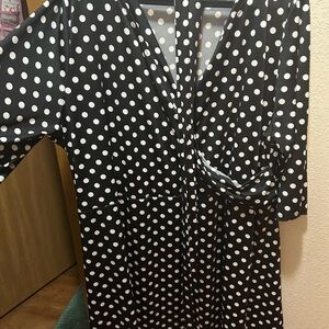 Polka Dot Midi Dress - Black and White